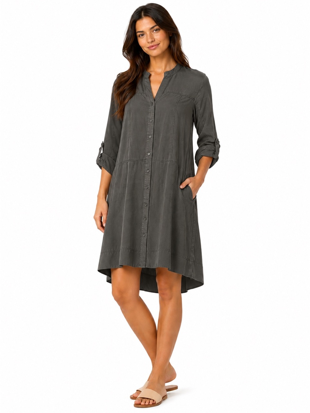 Anthropologie Holding Horses Mariona Military Swing Shirtdress Charcoal | Size 6